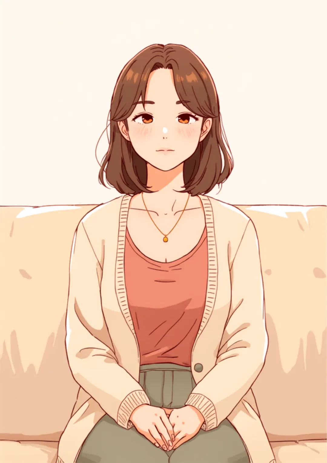 ソファで待つミナ